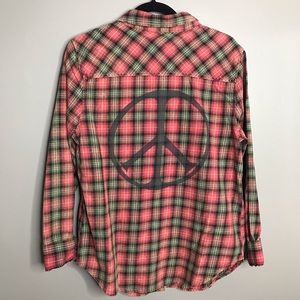 Junk Food Clothing Red and Green Plaid Button Down Shirt